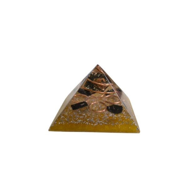 Orgonite Pirâmide Proteção Profissional (Turmalina Negra e Pirita) 6,5cm