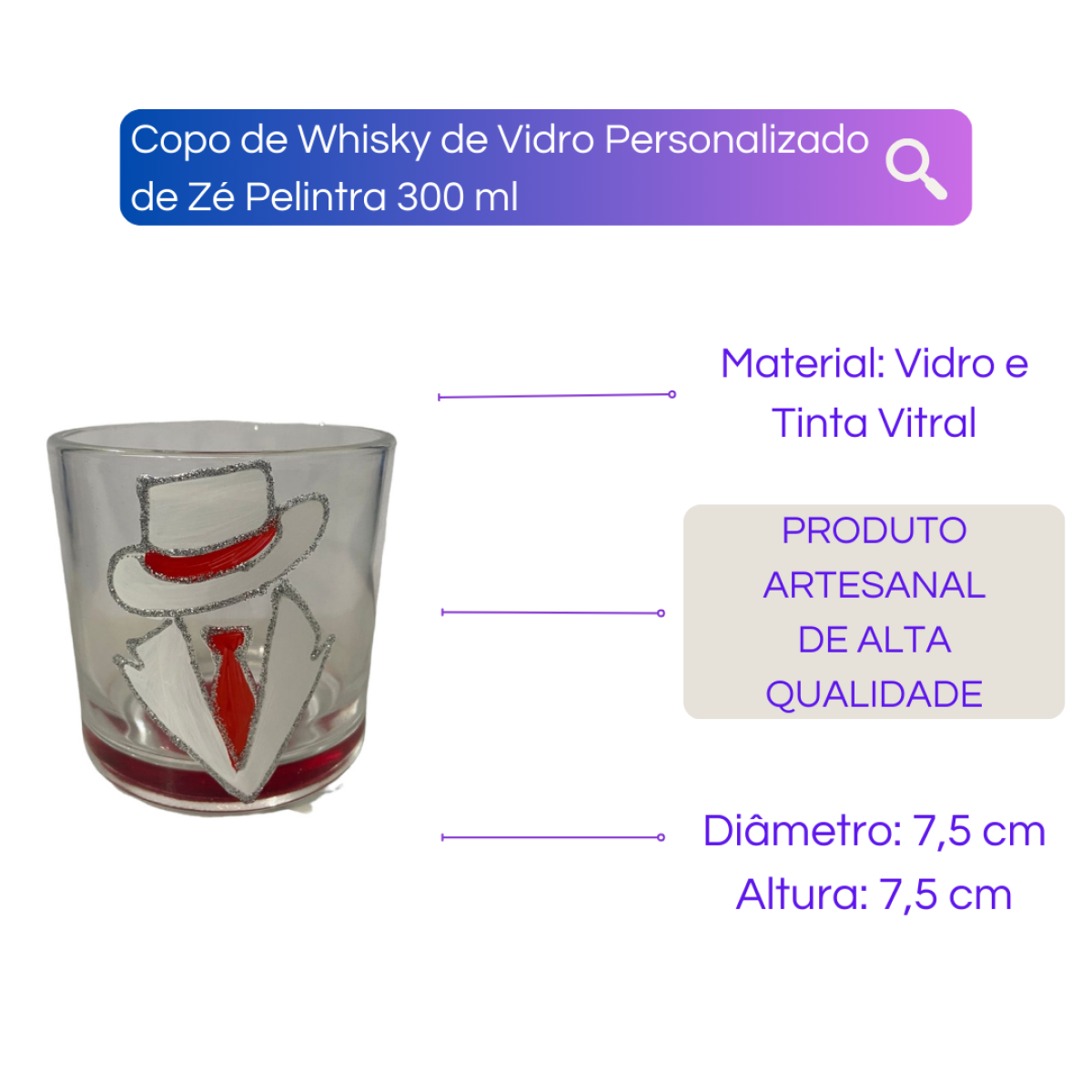 COPO ZÉ PILINTRA DECORADO 300ML - Imagem 4