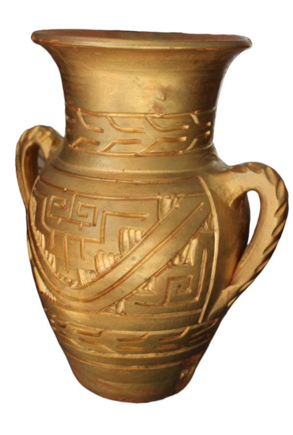 VASO 30CM  MARAJOARA  DOURADO