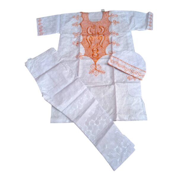 ROUPA AFRICANA - 3 PEÇAS BRANCA E LARANJA - TAMANHO M
