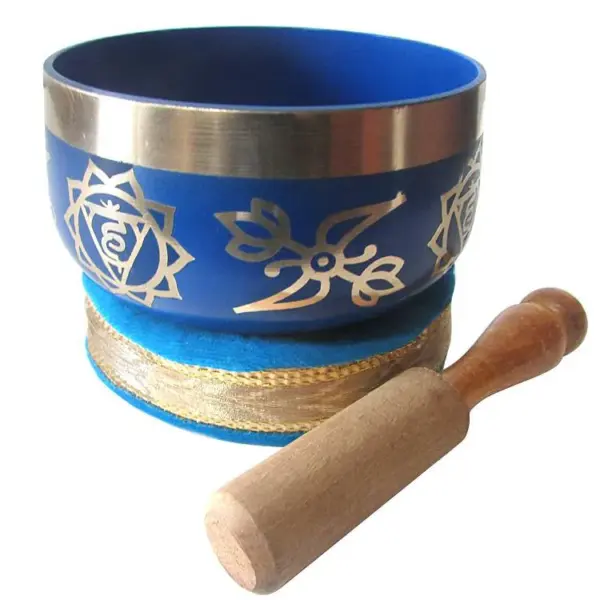 Kit Tigela Tibetana 7 Chakras 11cm (Tigela + Almofada + Bastão) - Chakra Laríngeo