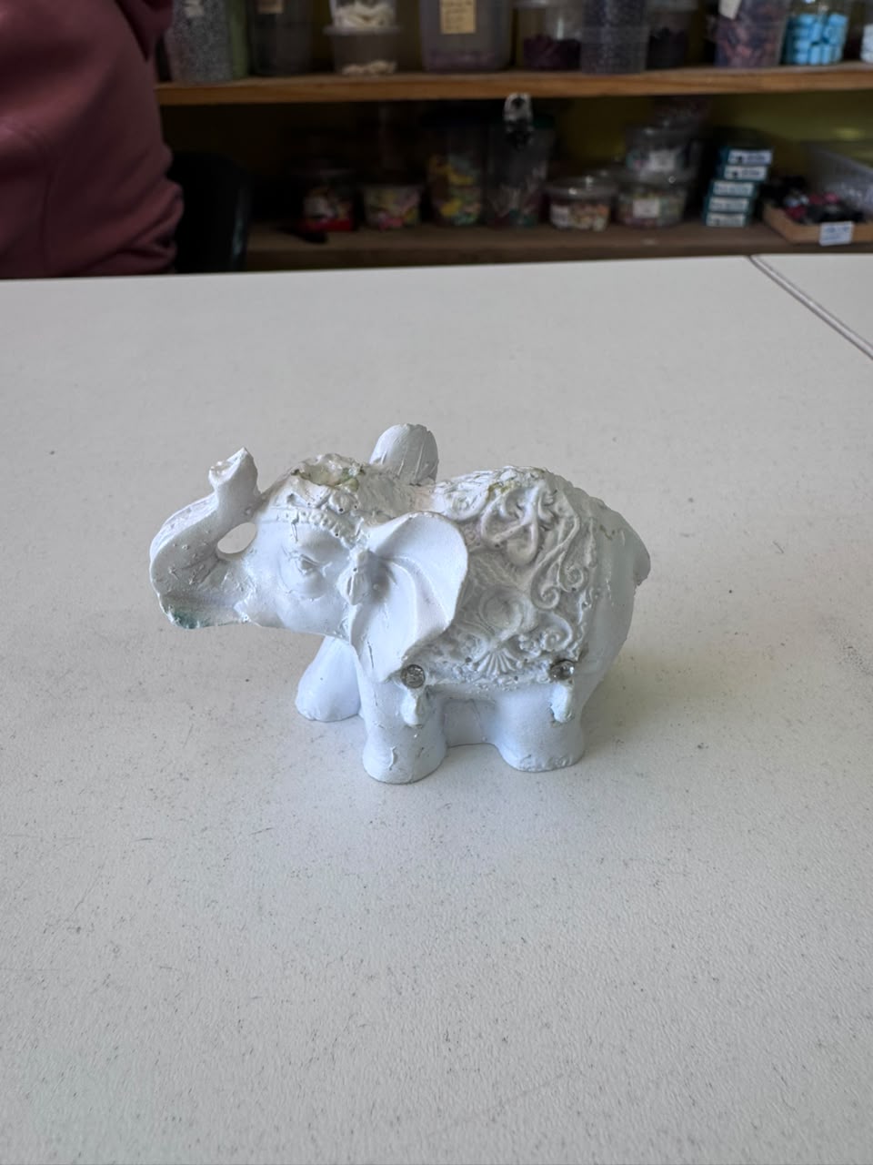 Escultura Elefante Branco 5 cm em Resina - Imagem 3