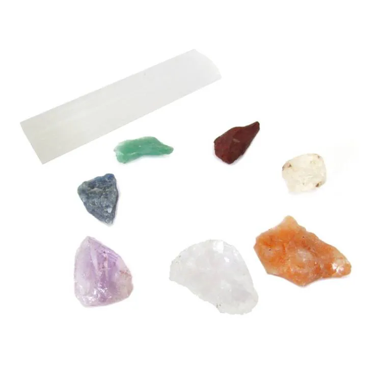 Kit 7 Pedras Brutas dos Chakras com Selenita 40g - Imagem 2