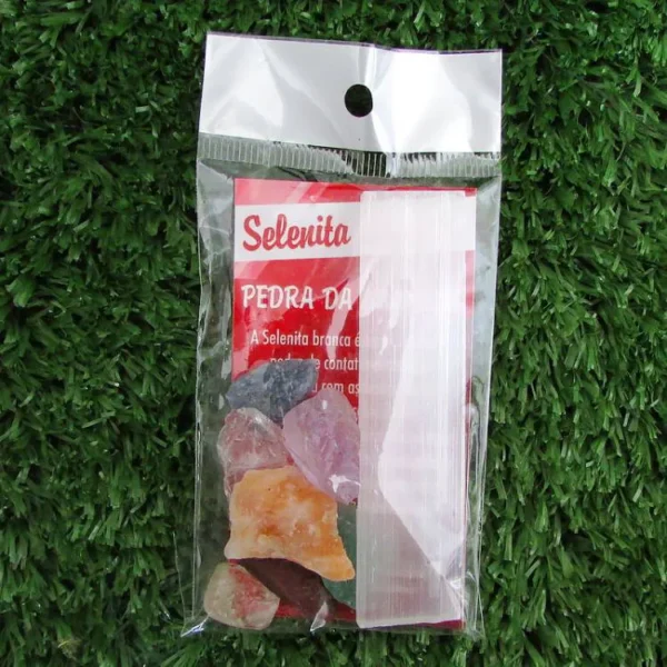Kit 7 Pedras Brutas dos Chakras com Selenita 40g