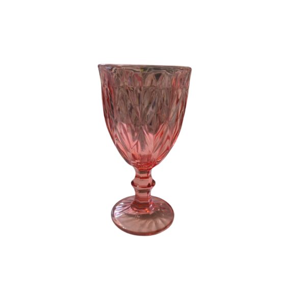 TAÇA VIDRO COR DE ROSA - BICO DE ABACAXI