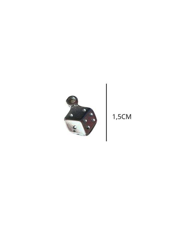 PINGENTE DADO MINI 1,5CM PRATA