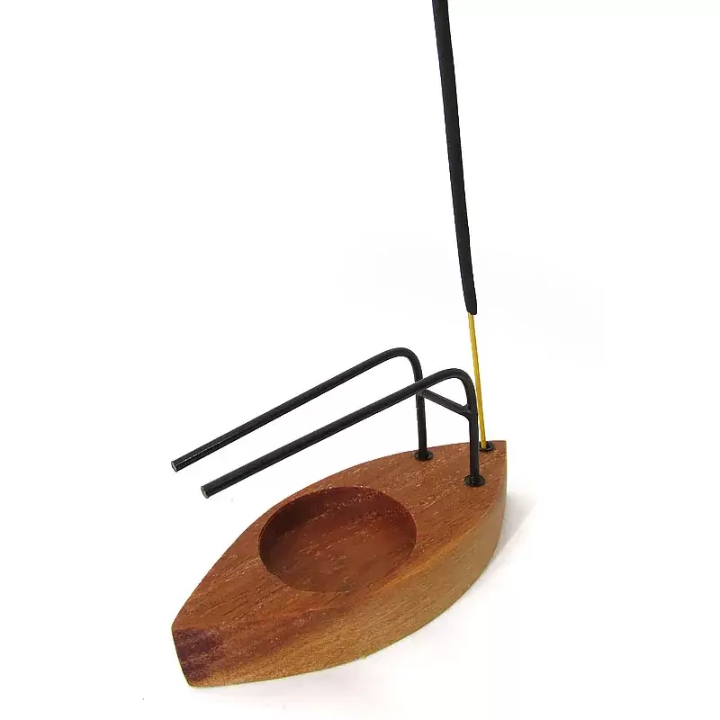 INCENSÁRIO QUEIMADOR DE PALO SANTO 10CM - CANOA - BRINDE 1 VELA RECHAUD - Imagem 3