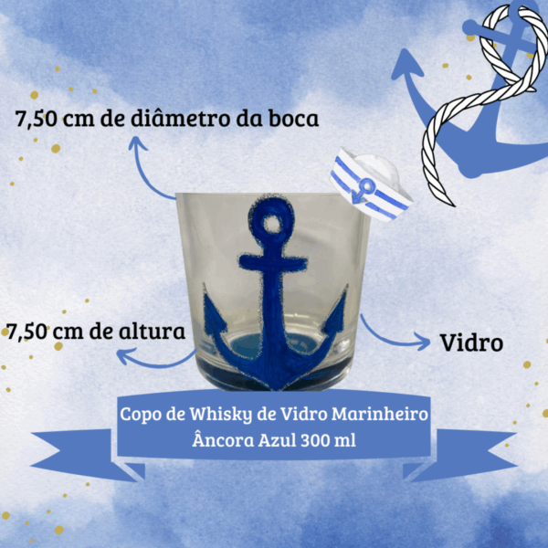 Copo de Whisky Marinheiro Âncora Azul 300 ml - Imagem 2