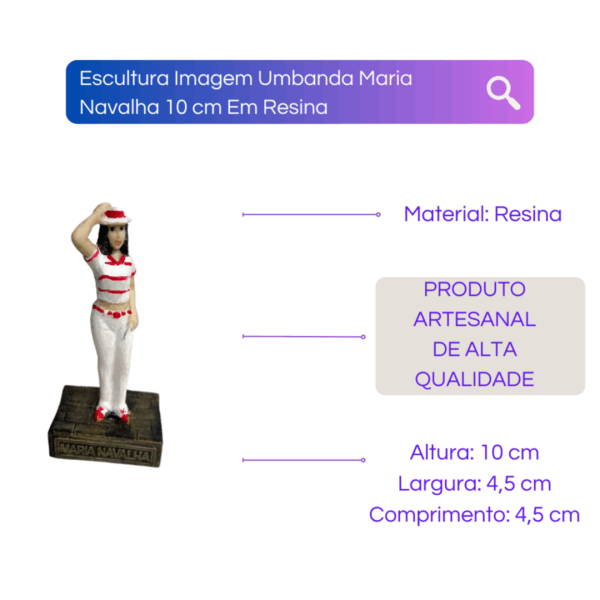 Imagem Maria Navalha 10 cm Em Resina - Imagem 2