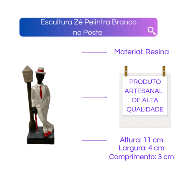 Imagem Zé Pelintra 11 cm no Poste em Resina - Imagem 2