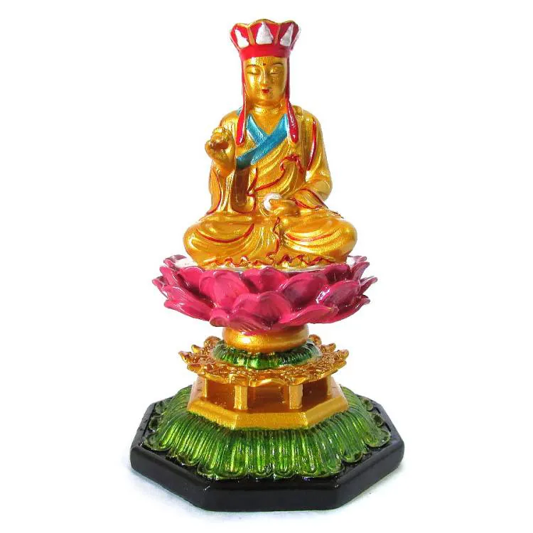 Estátua Buda Dourado na Flor de Lótus 14cm
