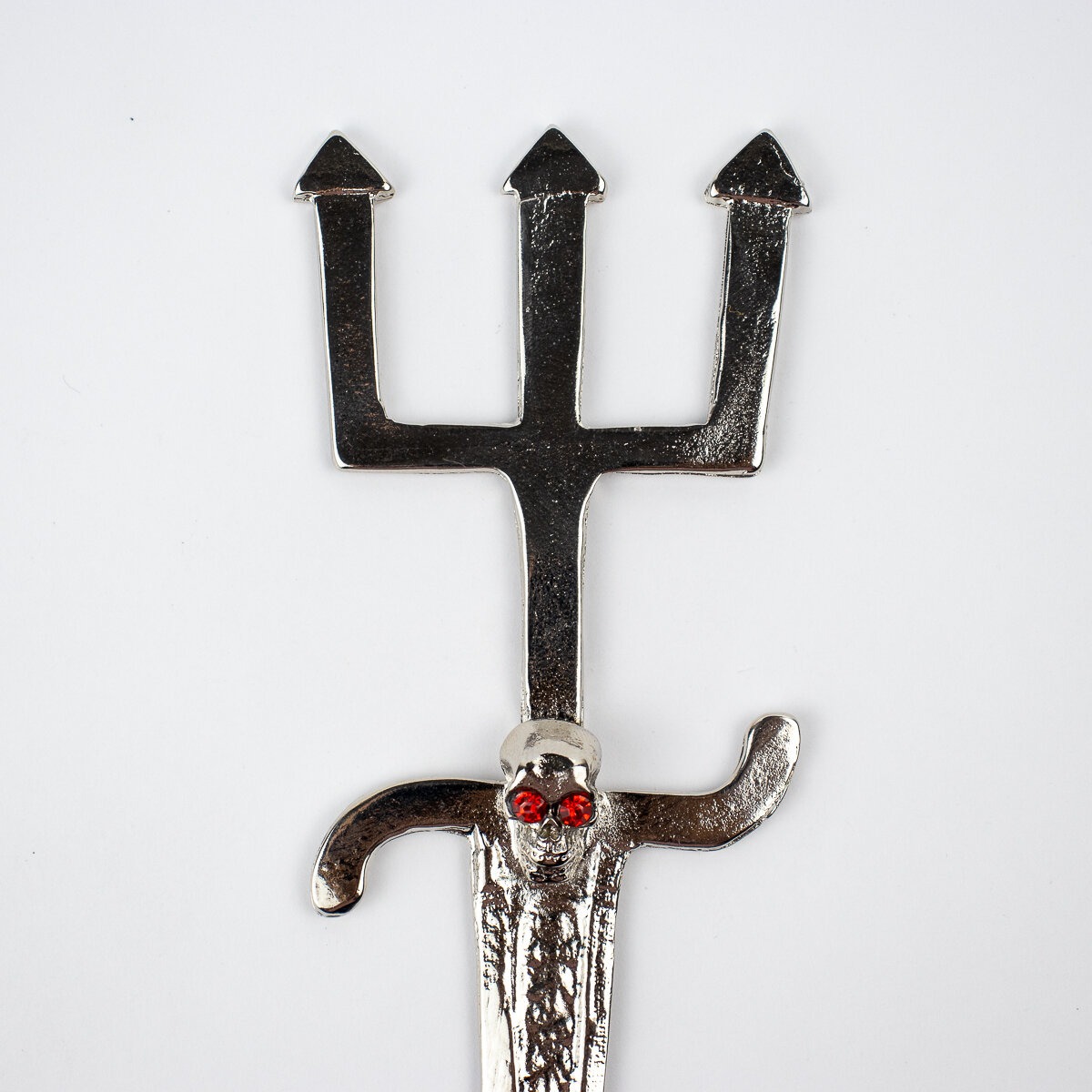 Punhal Exu com Tridente e Crânio em Metal Prateado 17 cm - Imagem 2