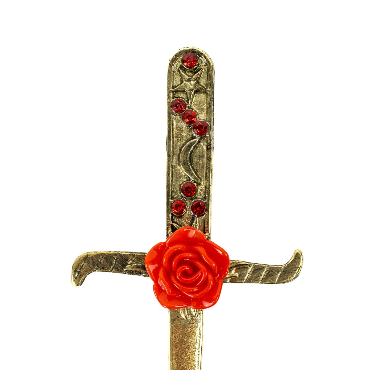 Punhal Metal Dourado c/ Rosa Vermelha 16,5 cm - Imagem 4